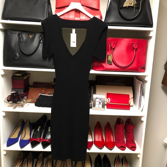 Shoulder Point Open Back Body con Knit Dress - Picture 4 of 5